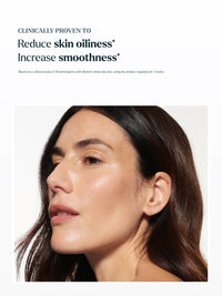Skin Rocks by Caroline Hirons | Model with glowing, smooth skin showcasing clinically proven oiliness reduction and smoothness
